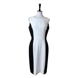 Preston & York Women’s Dress Sheath Classic Black White Color Block Size 8